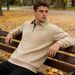 Men's Premium Jacquard Polo Shirt - Long Sleeve Button-Down Collar Sweatshirt For Spring & Autumn, Comfortable & Stylish_viptrois.com