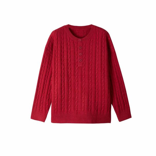 Autumn And Winter Fried Dough Twists Long Sleeve Sweater Men's Solid Knit Sweater Couple's Sweater_viptrois.com