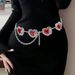 Retro Metal Heart Ruby Inlaid Waist Chain Female Personality European And American Street Skirt Chain Denim Decorative Belt_viptrois.com