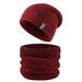 Apparel Accessories in stock Winter fleece-lined Knitted Wool Hat Big Head Men's Fashionable All-match Neck Hat Two-piece Set_viptrois.com