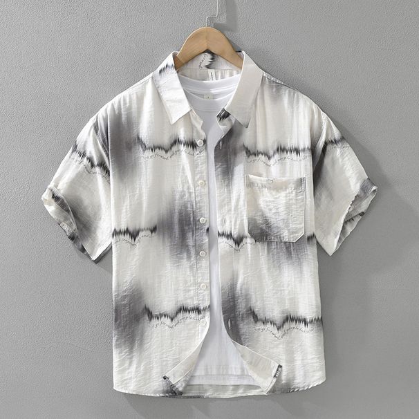 Tie Dye Fresh Short Sleeved Shirt For Men, Fashionable And Versatile, Artistic And Casual Loose Top_viptrois.com