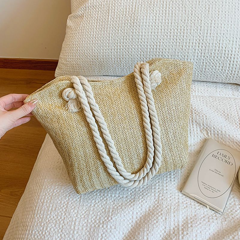 Women's Shoulder Bags Ladies' Large-capacity Beach Bags, Tote Bags, Elegant And Fashionable Single-shoulder Bags, Woven Bags_viptrois.com