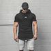 Fitness Hooded Short Sleeve American Fitness T-Shirt Slim Elastic Top Foreign Trade Bottom Shirt Cotton Sweat Absorbing_viptrois.com