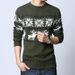 Pure Elk Pattern Korean Style Slim Fit Pullover Crew Neck Sweater Trendy Casual Men's Knitted Base Shirt Jacket_viptrois.com