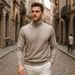 Men's Semi-turtleneck Wool Sweater Autumn And Winter New Solid Color Pullover Knitted Top Lazy Style Men's Sweater Bottoming Shirt_viptrois.com