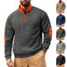 Men's Stand Up Collar Casual Sports Color Matching Zipper Embroidery Long Sleeved Henry Fashion Street Sweatshirt_viptrois.com