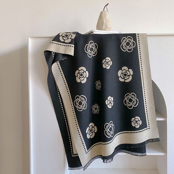 Women's Scarves Classic Explosions Camellia Cashmere Scarf All-match Thickened Warm Scarf Shawl Small _viptrois.com