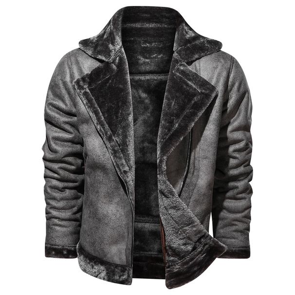 Men Brand Biker Jacket New Winter Men's Fur Leather Jacket Coat Male Retro Suede Streetwear Thicken Leather Bomber Jacket_viptrois.com