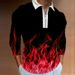 Flame 3D Printed Long Sleeve Men's Polo Shirt_viptrois.com