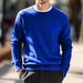 Men's Slim Fit Round Neck Wool Blend Knit Sweater - Lightweight & Stretchy For Casual & Office Wear_viptrois.com