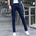 Men's Clothing Gray Snowflake 2025 New Jeans Men's Slim Fitting Men's Pants Men's Long Pants Korean Style Tight Trend_viptrois.com