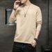 2025 New Spring Round Neck Long Sleeve T-Shirt Slim Fit Solid Color Base Shirt Casual Versatile Pullover For Men_viptrois.com