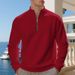 Men's Plus Size Fleece-Lined Half-Zip Pullover Sweatshirt - Casual Solid Color Hoodie For Autumn & Winter_viptrois.com