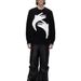 "Oversized Abstract Print Crewneck Sweater – Unisex Loose Knit Pullover For Couples (Autumn/Winter)"_viptrois.com