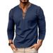 Unbeatable Quality 2025 Autumn And Winter Long Sleeved Henry Shirt Men's Solid Color T-shirt_viptrois.com
