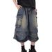 Men's Clothing Retro White Washed Multi Pocket Workwear Denim Shorts Men's Pleated Design Loose Drape Cropped Pants_viptrois.com