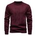 Men's Fleece-Lined Thermal Round Neck Pullover Sweater, Winter Warm Slim Fit Knit Top For Casual & Daily Wear_viptrois.com