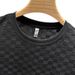 Men's Premium Short-Sleeve Polo Shirt – Lightweight Summer Casual Top With Plaid Pattern & Round Neck (Black/White)_viptrois.com