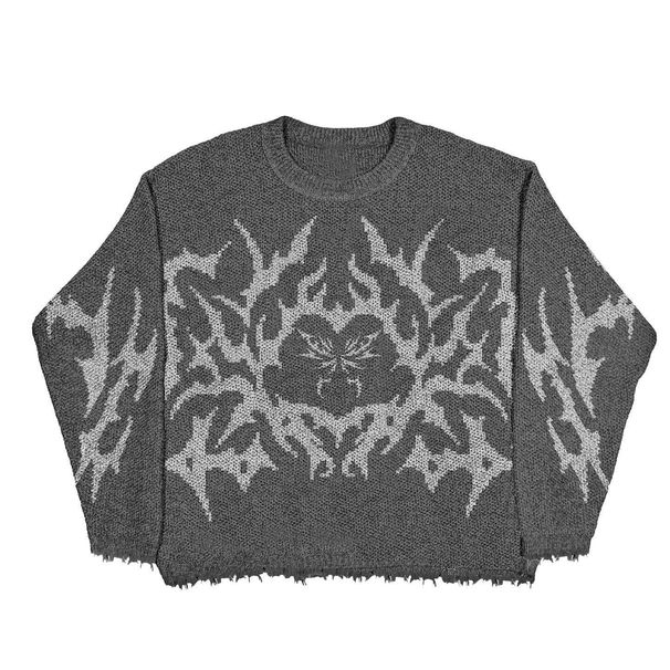Men's Clothing American Retro Niche Design Sweater Autumn And Winter New Trendy Brand Pullover Round Neck Knitted Sweater Jacket_viptrois.com
