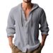 2025 New Spring/summer Hooded T-shirt Solid Color Cotton Linen Men's Casual Long Sleeved Top_viptrois.com