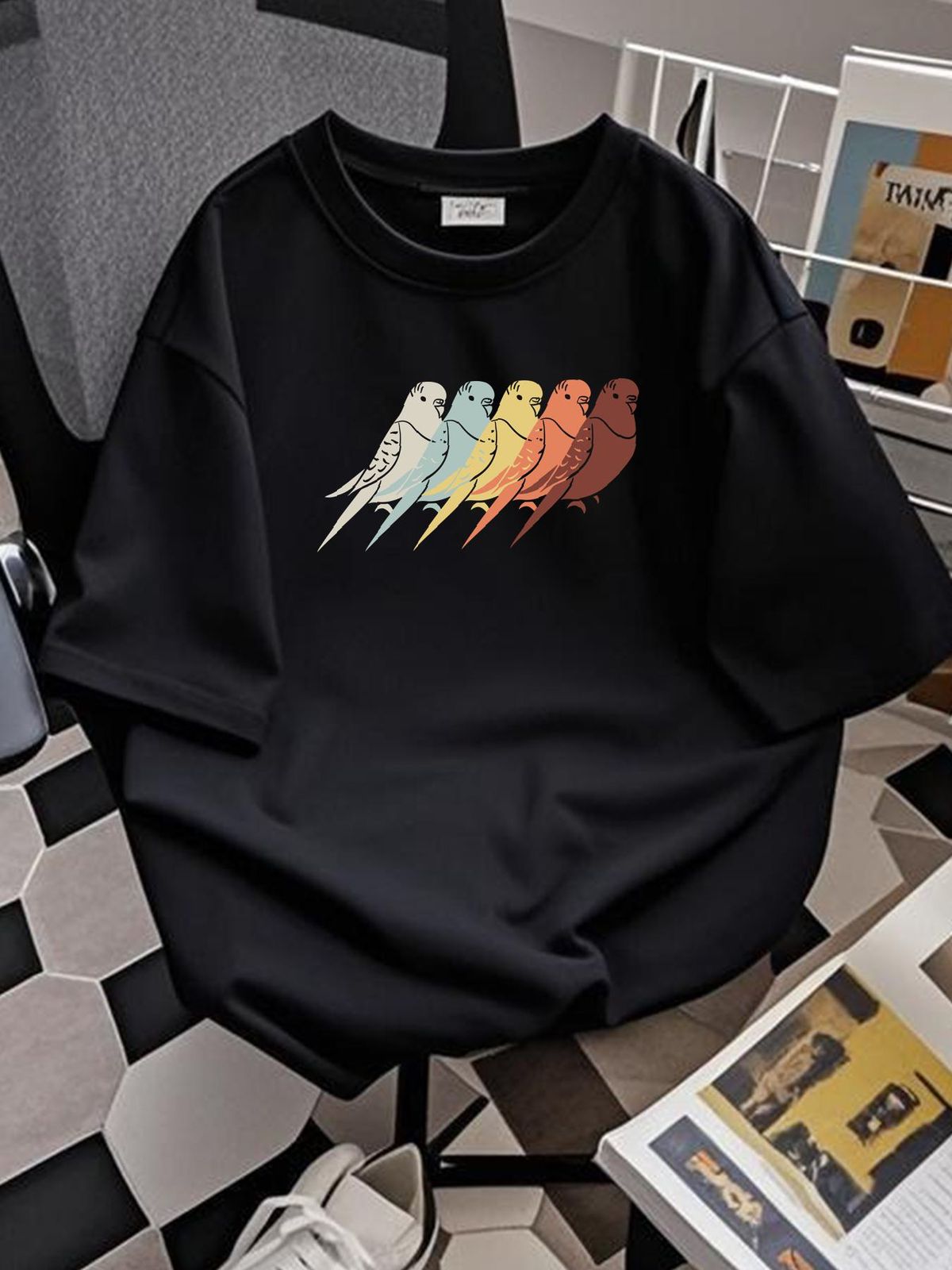 Vintage Budgie T Shirt For Man Wo And Budgerigar Bird Parrot Pet Animal Birds Lover Comfortable Homme Top For Everyday Wear Stretched Fashion_viptrois.com
