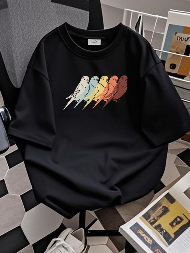 Vintage Budgie T Shirt For Man Wo And Budgerigar Bird Parrot Pet Animal Birds Lover Comfortable Homme Top For Everyday Wear Stretched Fashion_viptrois.com
