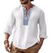 Men's Clothing Men's Fashion Printed Casual Long Sleeved Stand Up Collar Shirt_viptrois.com
