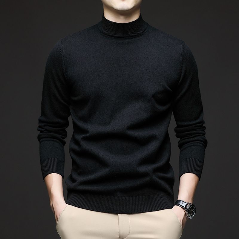 Men's Slim Fit Semi-Turtleneck Sweater – Autumn Essential Knit Pullover, Soft & Stylish Base Layer For Casual Wear_viptrois.com