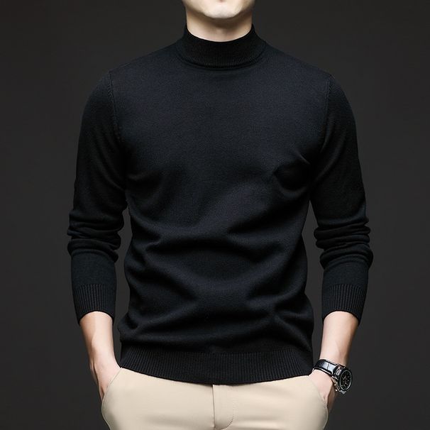 Men's Slim Fit Semi-Turtleneck Sweater – Autumn Essential Knit Pullover, Soft & Stylish Base Layer For Casual Wear_viptrois.com