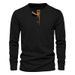2025 Spring And Autumn New Cross-border Men's Corduroy Casual Henry Slim-fit Solid Color Long Sleeve T-Shirt_viptrois.com