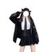 Zipper Korean Style Dark Long Sleeve Plus Size Hooded Sweatshirt Y2K Cute Girl Jacket_viptrois.com