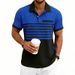 Men's Casual Summer Polo Shirt Color Block Waffle Stripe Short Sleeve Collared American Style Commuter Fashion_viptrois.com