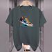 2026 Casual Summer Fashion Sports Cotton Loose Round Neck Short Sleeve T-Shirt With Shoe Print_viptrois.com
