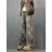 Couple Pants, American High Street Washed Distressed Tie Dye Jeans, Men's Spring And Summer Straight Leg Micro Flared_viptrois.com