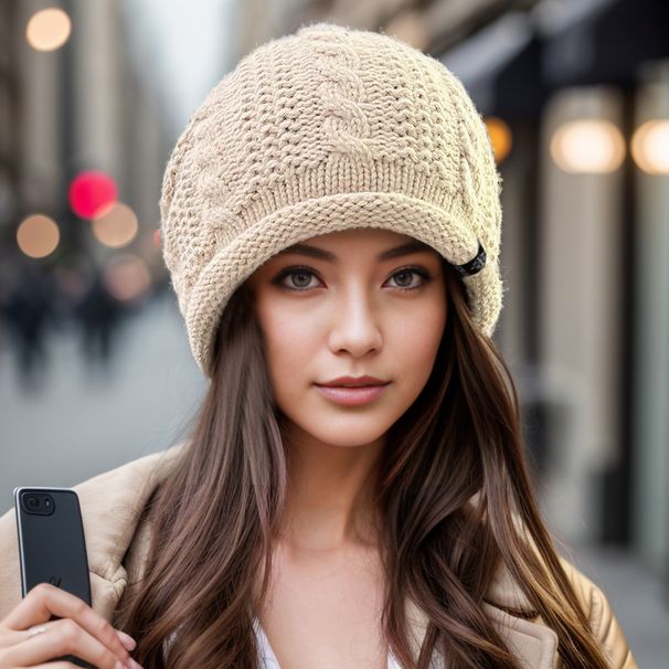 Women's Hats Winter Hat, Fashionable And Versatile, Large Head Circumference, Knitted Wool Hat, Warm, Loose, Pile Hat_viptrois.com
