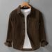 Bamboo Patterned Shirt Jacket For Men's Passing, Loose Retro Top, Workwear, Long Sleeved Shirt_viptrois.com