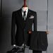 Elegant Men's 3-Piece Slim Fit Suit Set - Wedding Banquet Business Blazer Vest & Pants (Black/Navy, S-4XL)_viptrois.com
