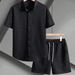 Men's Casual Sport Short Sleeve Shirt & Shorts Set - Summer Comfort Lounge Wear Outfit Lightweight & Breathable Fabric_viptrois.com