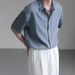 Men's Clothing Men's Short Sleeved Summer Solid Color Light Mature Style Men's Clothing Sense Drape Five Point Sleeve Shirt Jacket_viptrois.com
