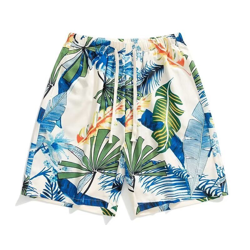 Men's Clothing Shirt Suit Men's Summer Vacation Leisure Ice Silk Short Sleeved Shorts Beach Flower Shirt_viptrois.com