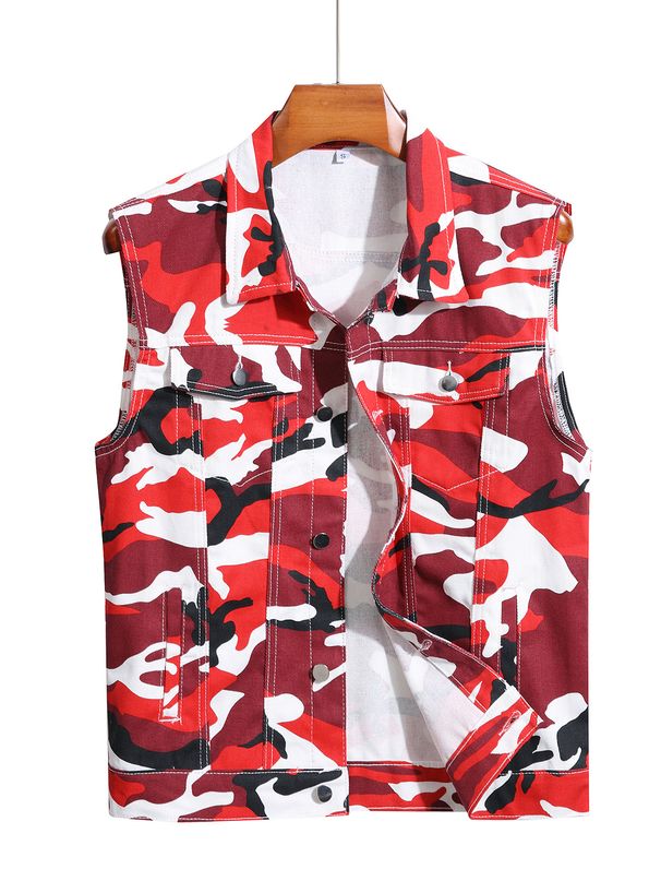 Red 2025 Autumn Winter New Men's Shirt European American Style Foreign Trade Original Denim Jacket For Men_viptrois.com