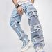 2025 New Casual Biomimetic Denim Men's American Trendy Loose High Street Wide Leg Pants_viptrois.com