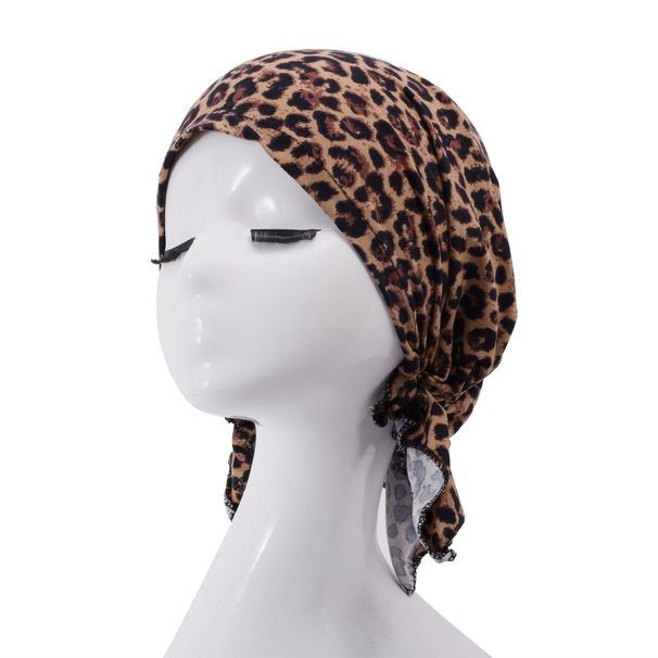 Women's Elastic Headband Hat – Leopard Print Braided Bun Cover For Chemotherapy & Fashion_viptrois.com