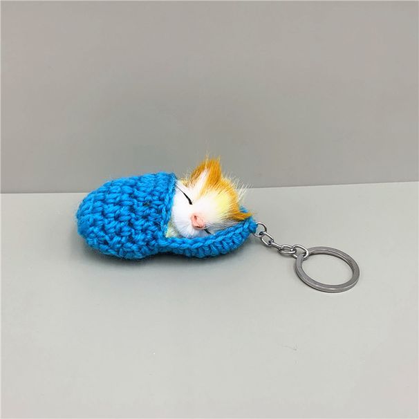 Bag Charm Cute Sleeping Cat Keychain Slippers Cat Plush Bag Pendant Car Keychain Simulation Animal Small Gift_viptrois.com
