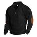 24 Autumn And Winter New Solid Color Men's Half Zipper Corduroy Casual Stand Collar Long Sleeve Sweatshirt Men_viptrois.com