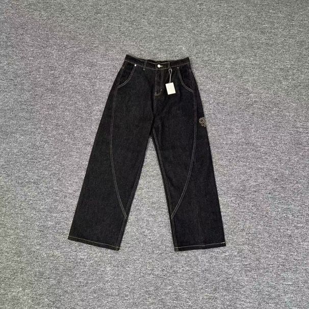 Loom 25 New Foreign Trade Mertra Embroidered Denim European And American Trendy Brand Casual Versatile Retro Straight Flared_viptrois.com