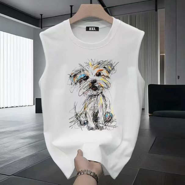 Trendy Brand Sports Pure Cotton Sleeveless Vest Summer New American High Street Wear Loose Casual Ruffian Handsome Vest T-shirt_viptrois.com