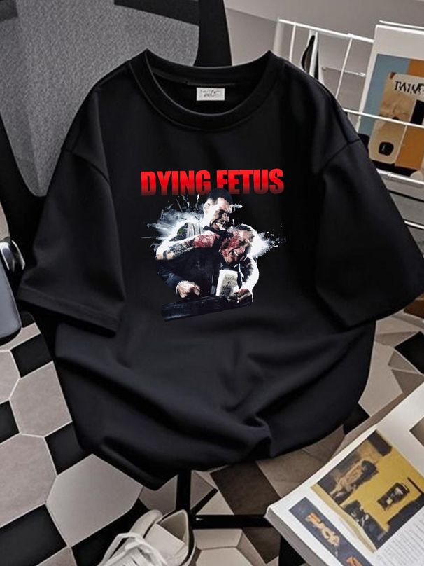 Dying Fetus Descend Into Depravity T-Shirt Short Sleeve Black Men S To 5XL PM885 Versatile Stylish Fashion Graphic Casual Stretched Unisex Soft_viptrois.com