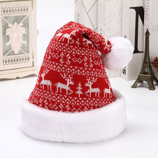 Fawn knitted wool thickened plush Santa hat Adult Santa hat Christmas ornament_viptrois.com