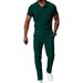 Men's Clothing Men's Solid Color Shirt And Pants Set Summer Style Short Sleeve With Button Pocket For Formal & Casual_viptrois.com